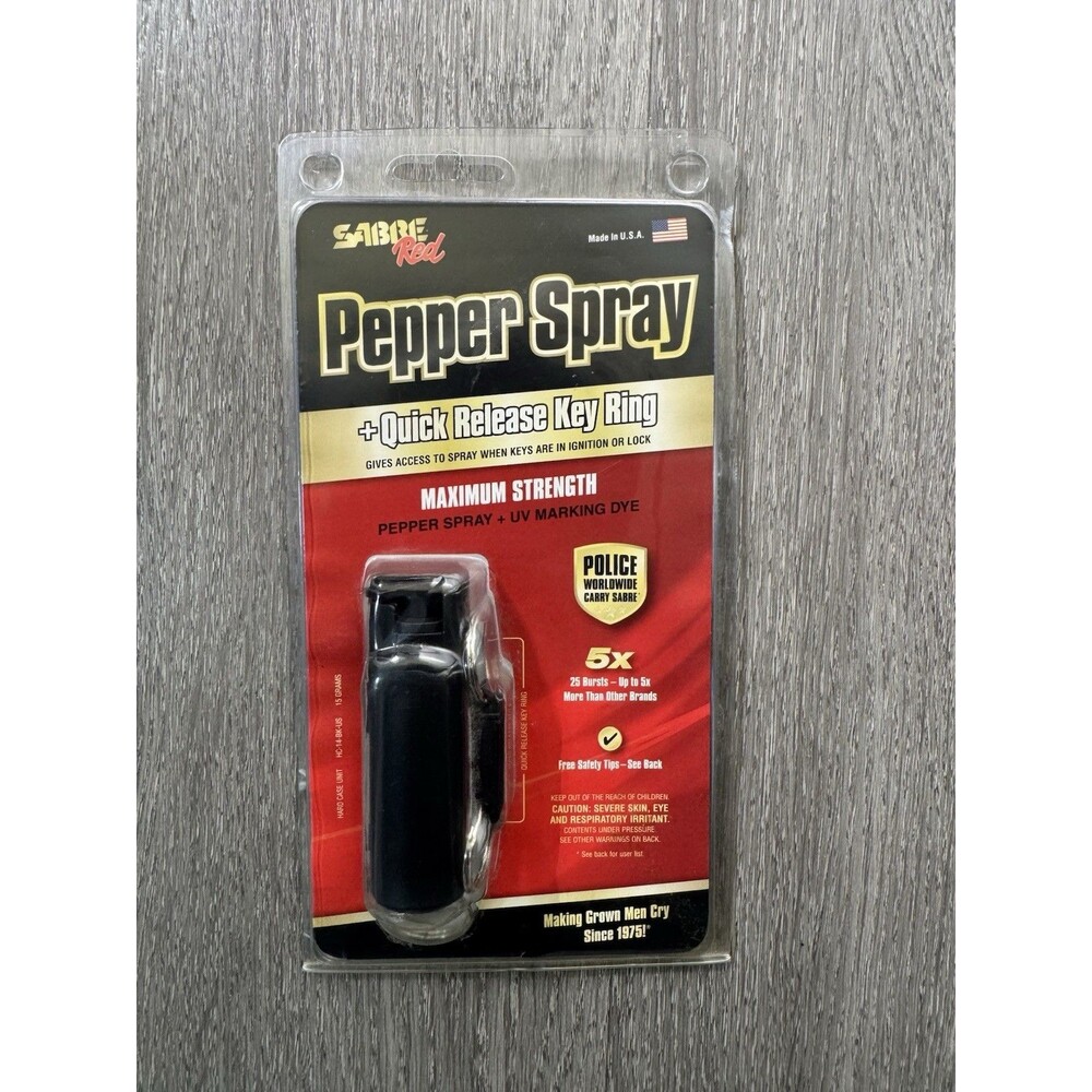 SABRE Red Maximum Strength Pepper Spray UV Dye Quick Release Key Ring 15g